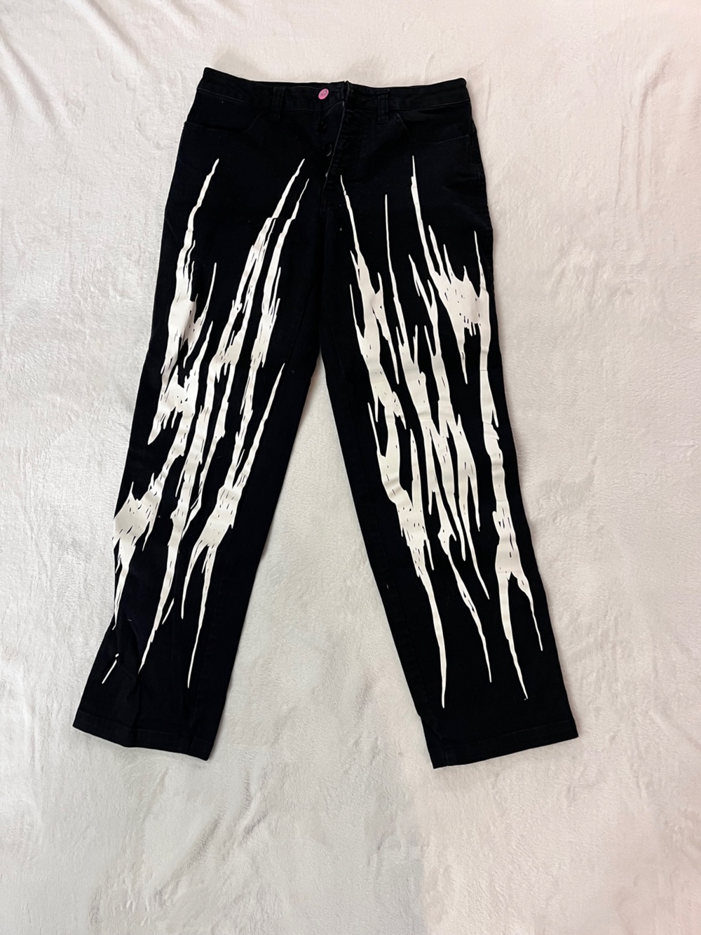 Salem 7 black denim jeans with white graphic